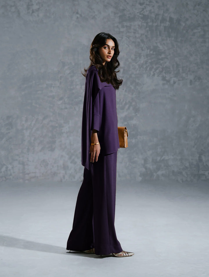 Purple Tailored Buttoned Co-Ord Set | Sophisticated Designer Wear by Errabelly