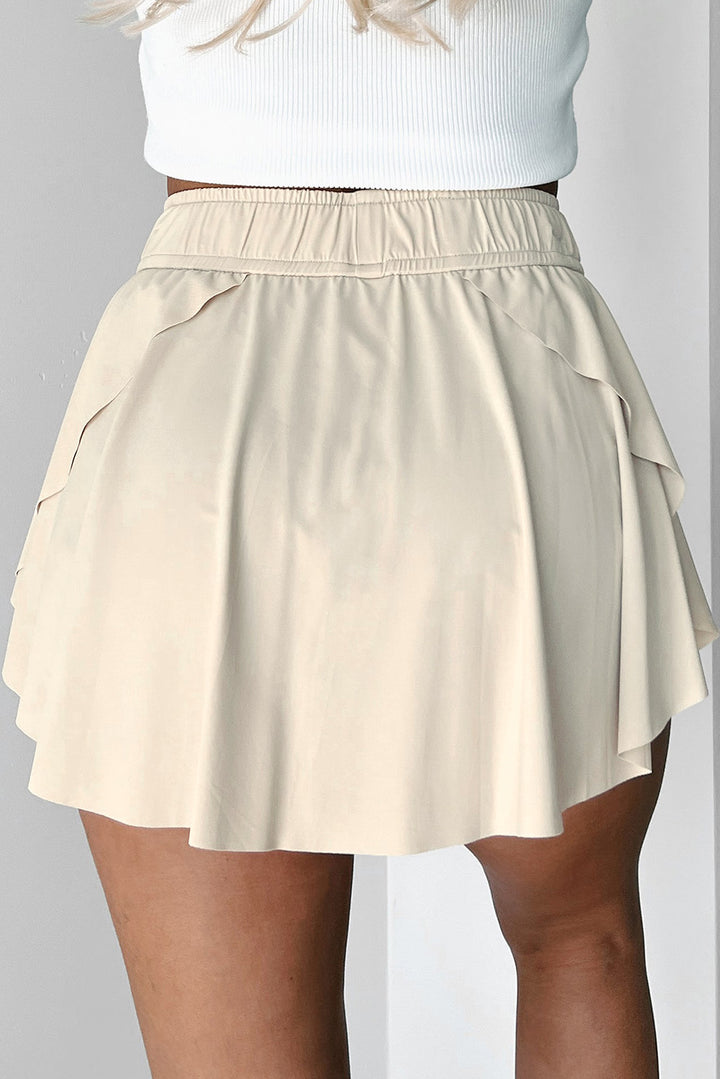 Bonbon Drawstring High Waist Lined Tennis Skort
