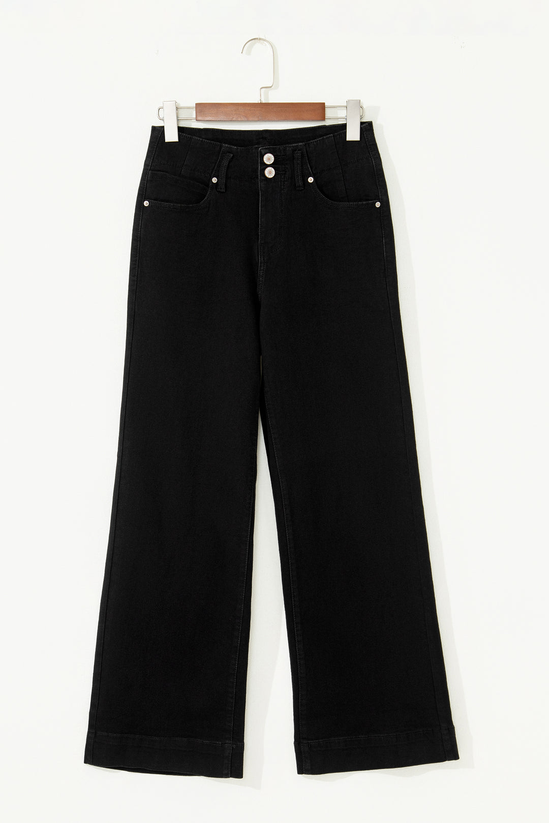 Black 2-Button High Waist Flared Bottom Jeans
