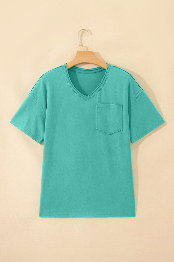 Blue Cotton Mineral Wash T Shirt