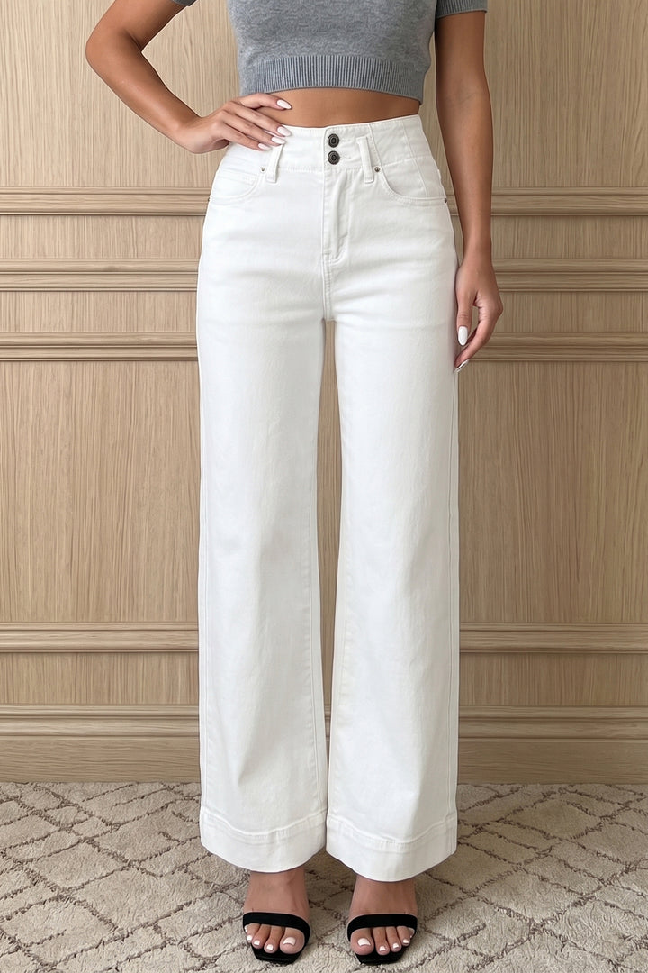 Black 2-Button High Waist Wide Leg Jeans