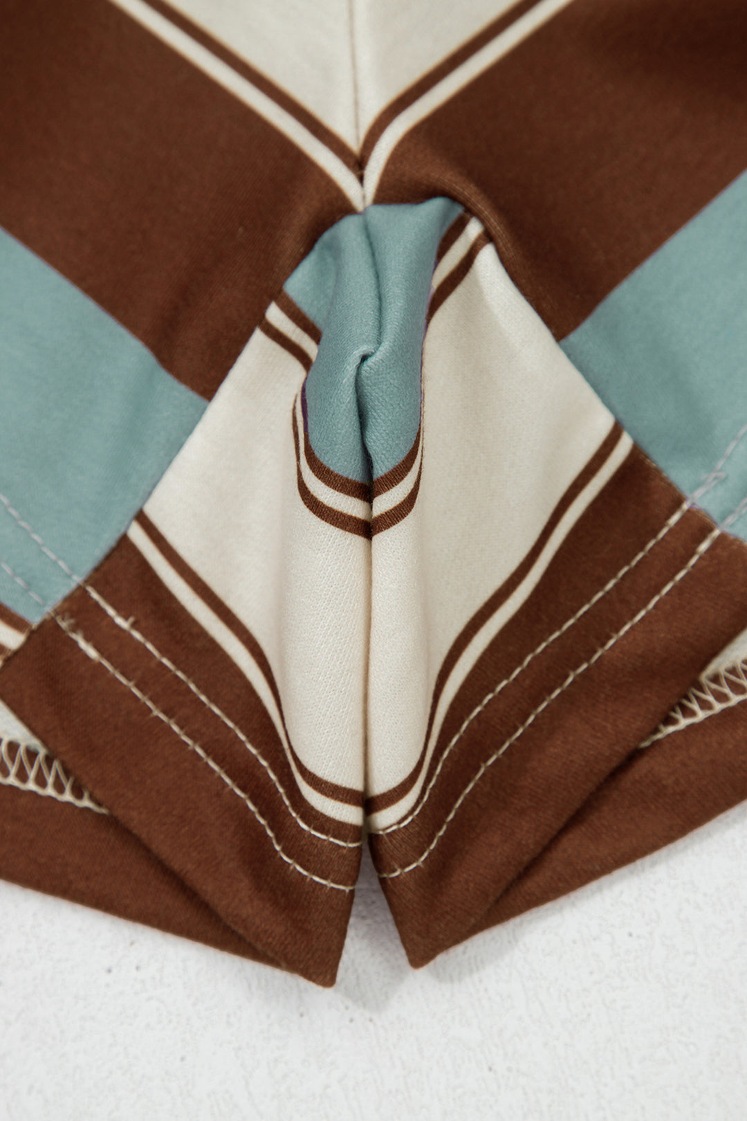 White Stripe Button Polo Collar Tee Drawstring Elastic Waist Patchwork 2pcs Short Set