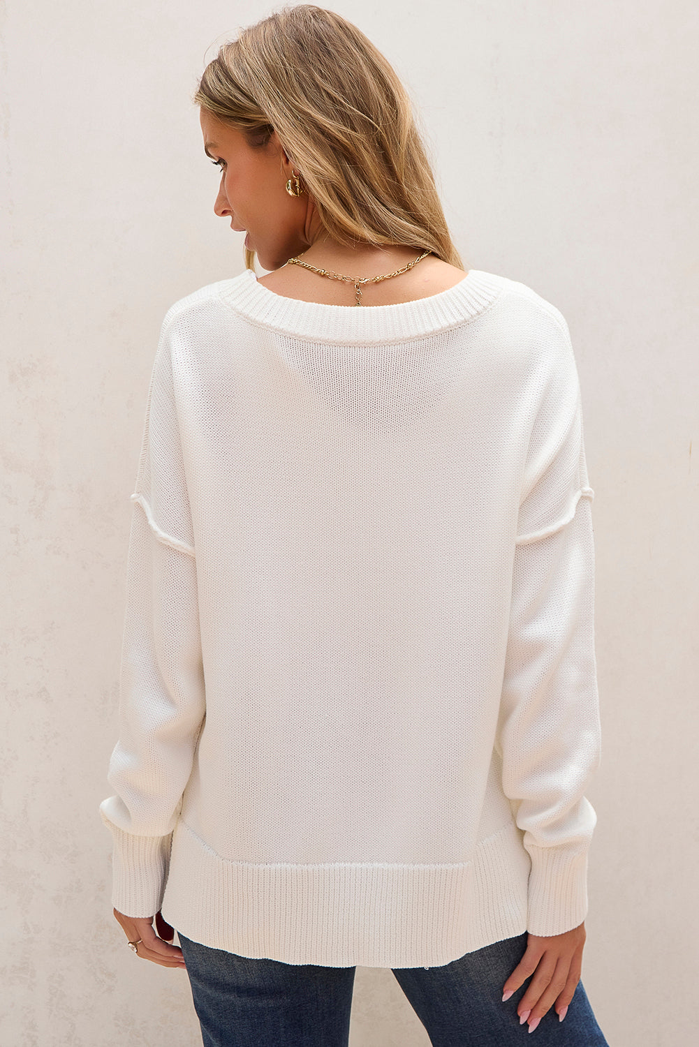 White American Flag Cable Knit Drop Shoulder Sweater | Women