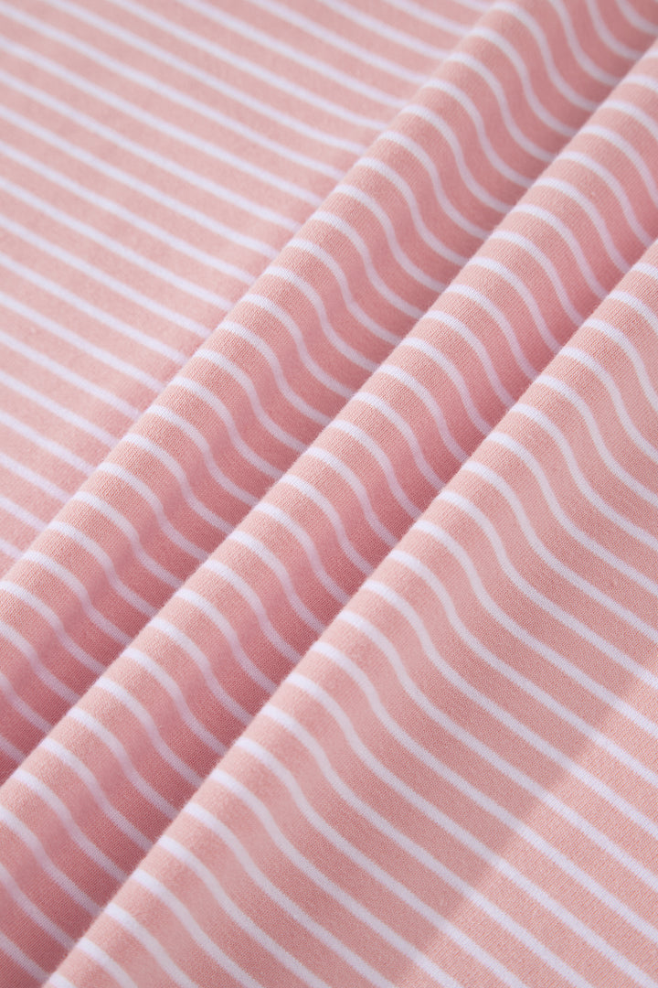 Pink Stripe Dolman Sleeve Polo Shirt and Drawstring Shorts Set