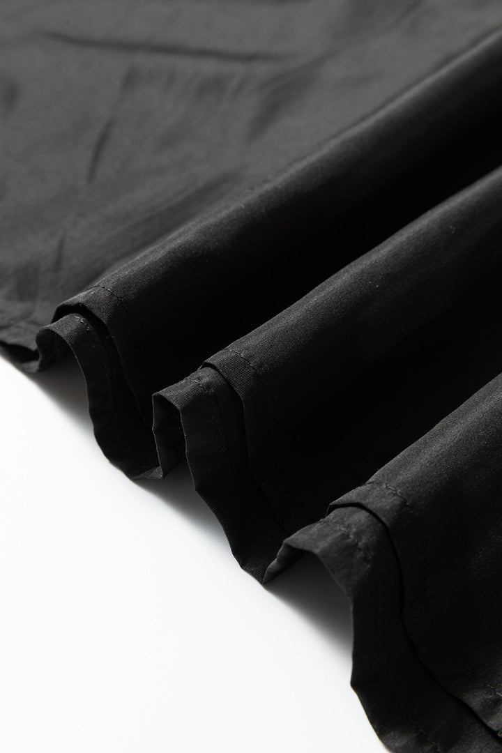 Black Short Sleeve Knit Top Patchwork Pleated Long Dress