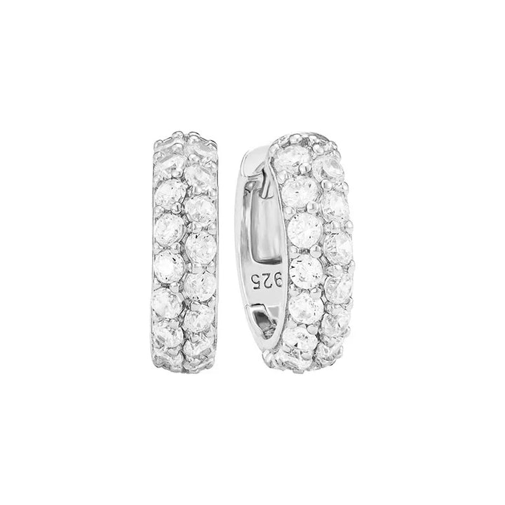 925 Sterling Silver Sparkling Diamond Round Earrings