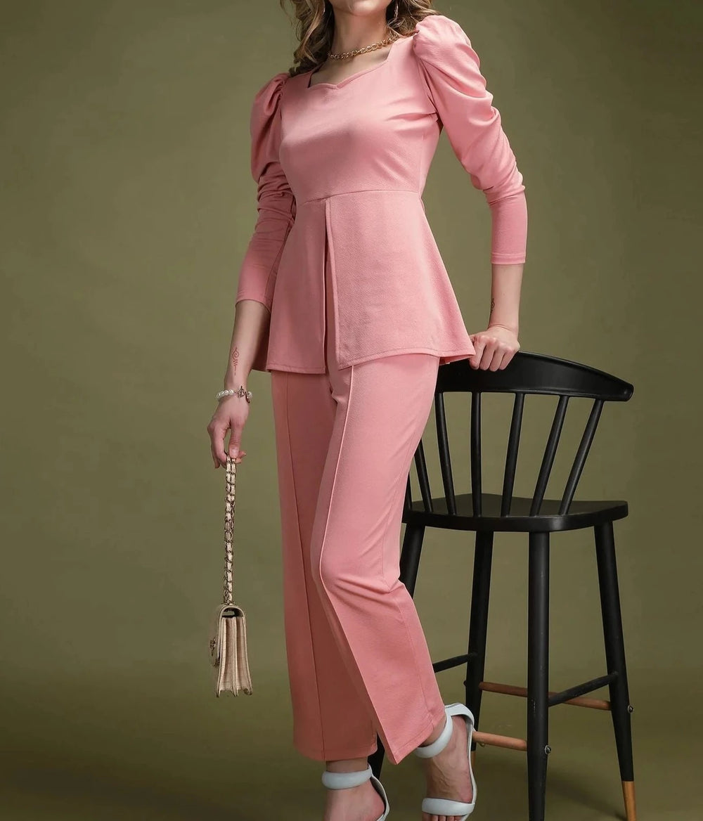 Women Pink Solid Co-ords Set | Errabelly