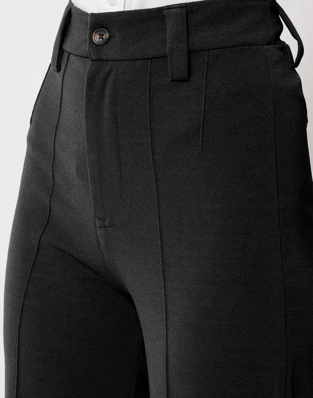 Black Pin Tuck Flared Trouser | Women - Errabelly