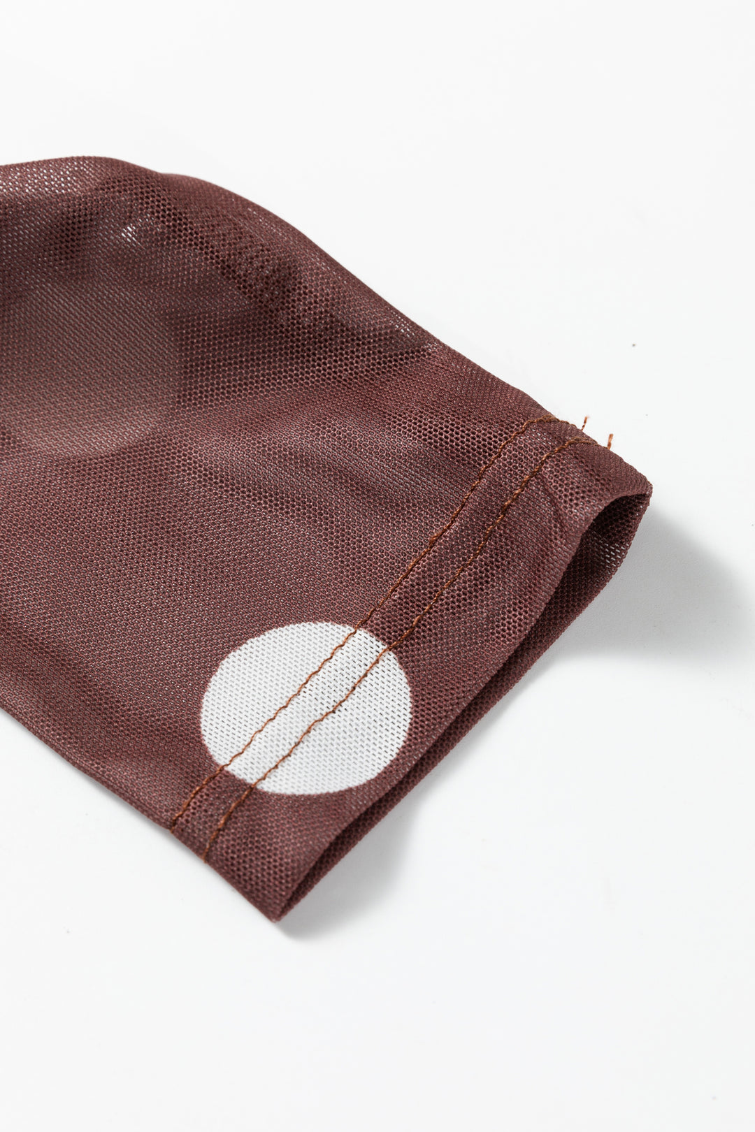 Brown Vintage Polka Dot Print Mesh Long Sleeve Bodysuit