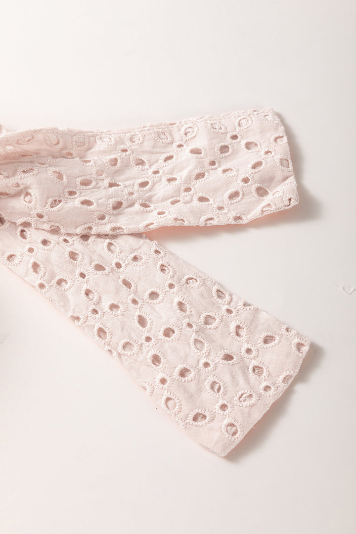 Delicacy Embroidered Eyelets Ruffled Hem Sleeveless Mini Dress