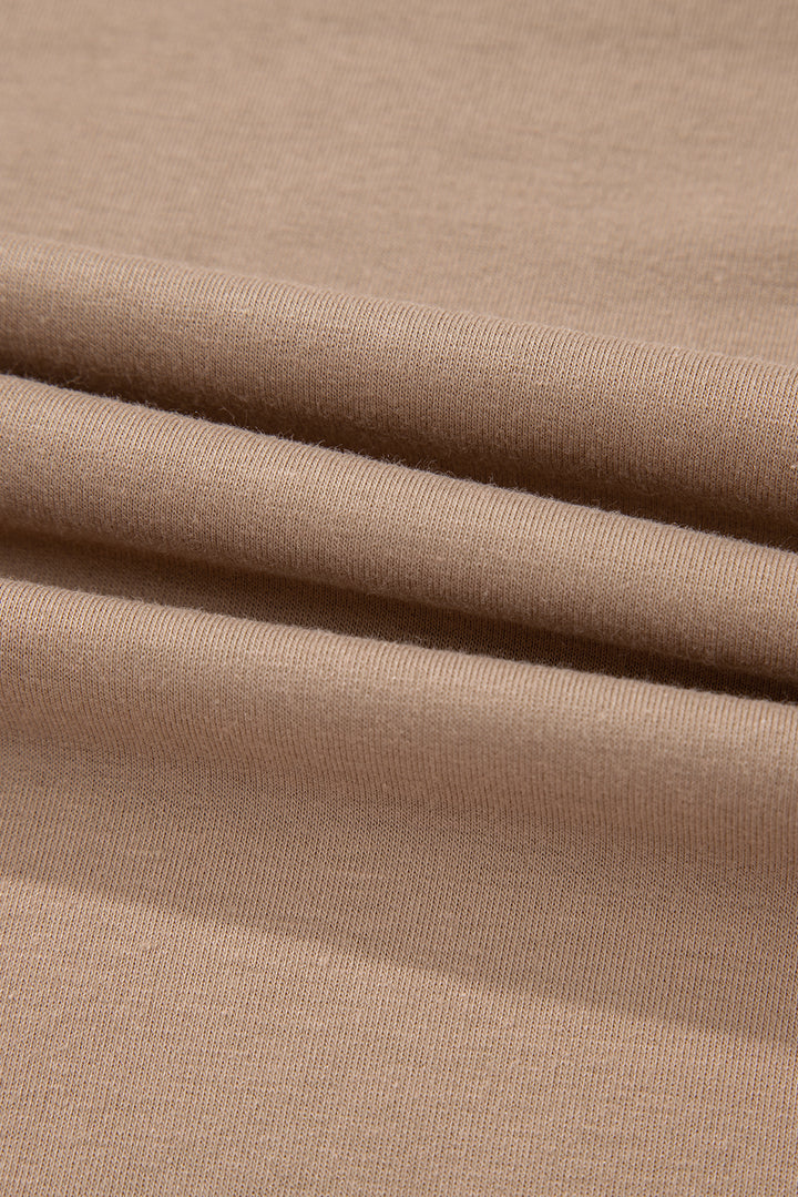 Light French Beige Flower Striped Patchwork Puff Sleeve Loose Sweatshirt