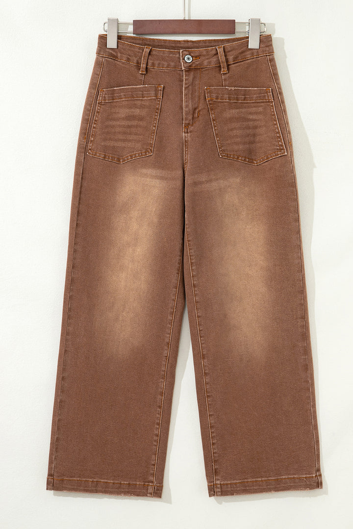Brown Mimimalist Patch Pocket Womens Shift Jeans