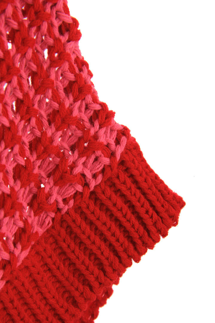 Red Stripe 3/4 Draped Sleeve Slouchy Sweater