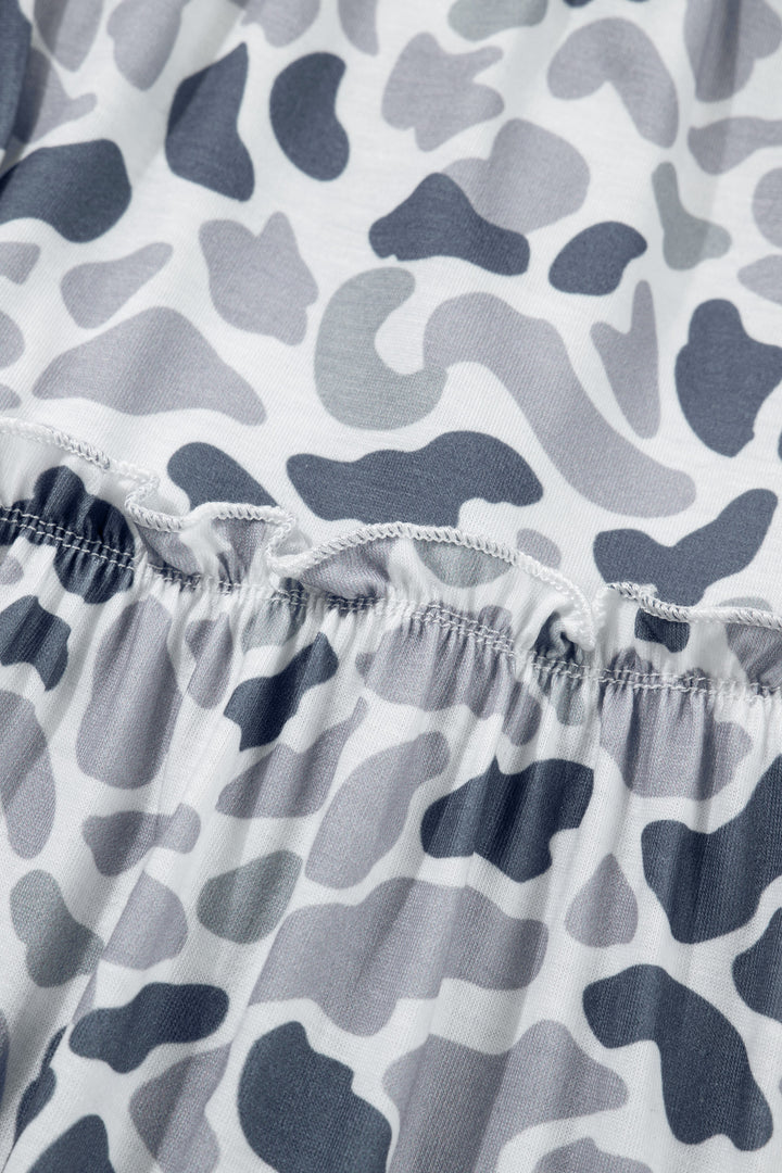 Beige Camo Print Wide Leg Casual Pants