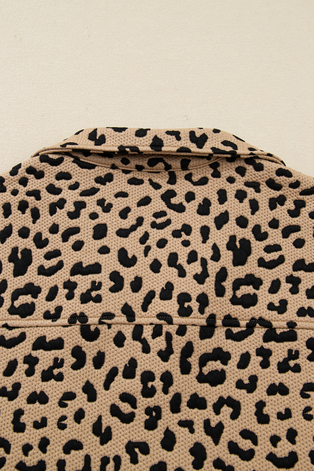 Parchment Leopard Polo Collar V Neck Pullover Top