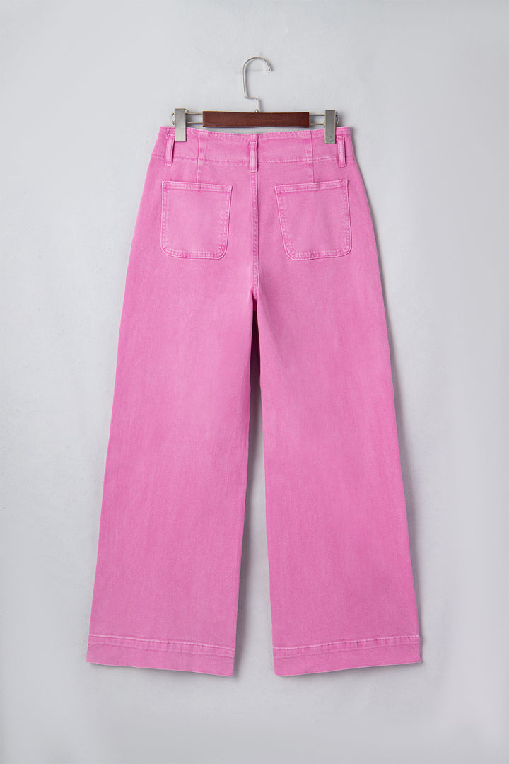 Black 2-Button High Waist Wide Leg Jeans
