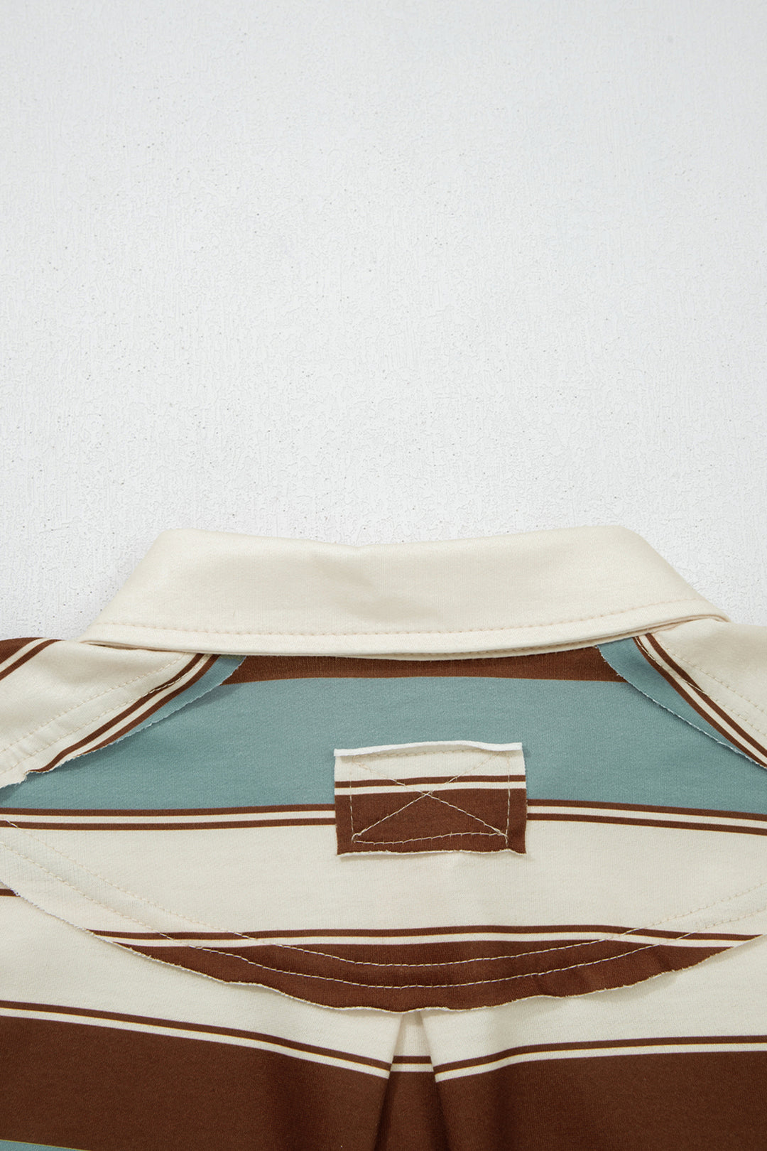 White Stripe Button Polo Collar Tee Drawstring Elastic Waist Patchwork 2pcs Short Set