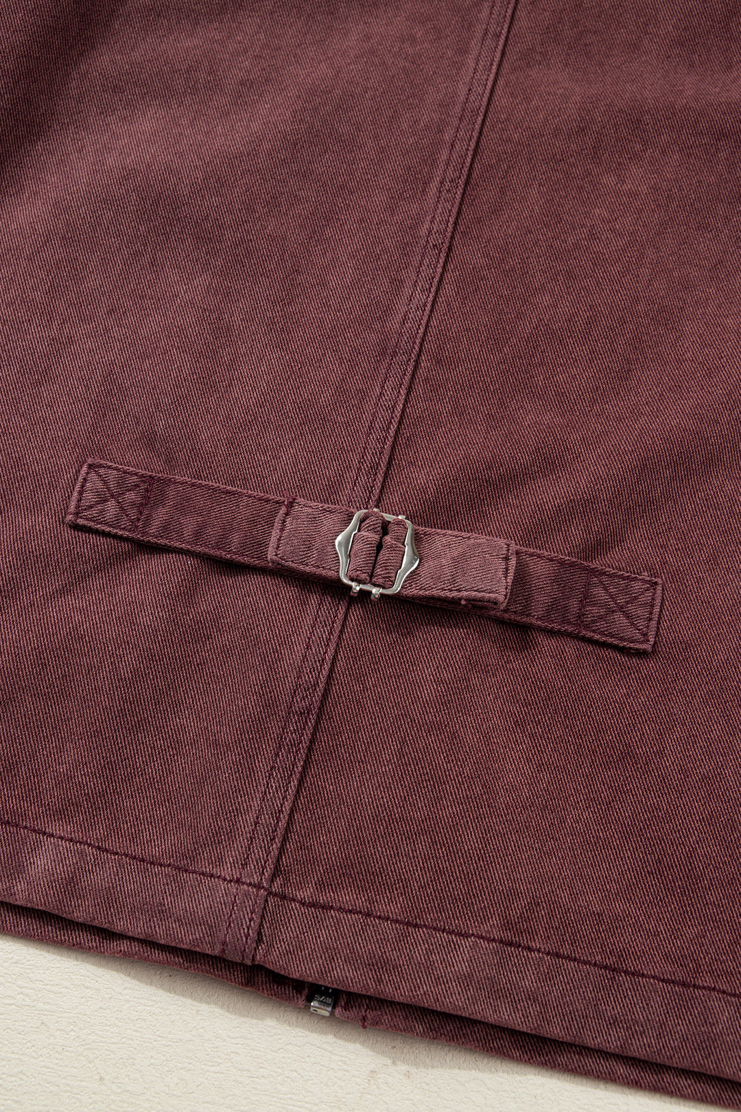 Coffee Corduroy Collar Zipped Front Denim Jacket