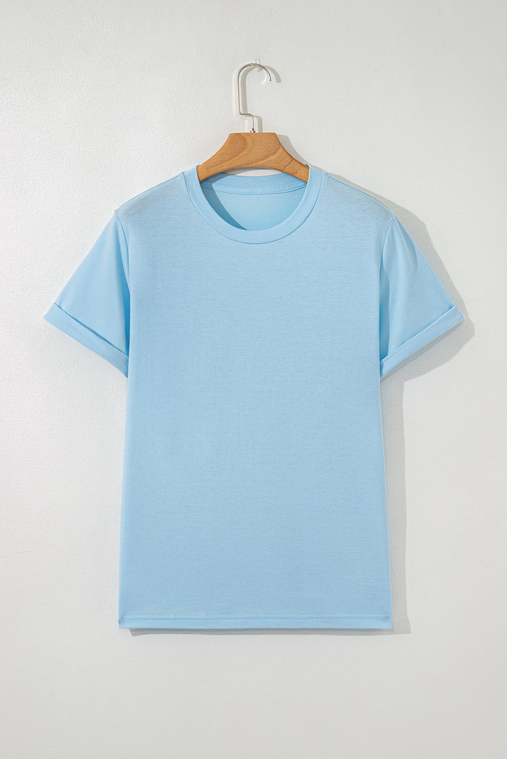 Tillandsia Purple Casual Plain Crew Neck Tee