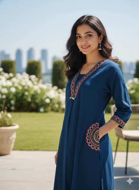Women’s Solid Embroidered A-Line Kurta Set with Pants