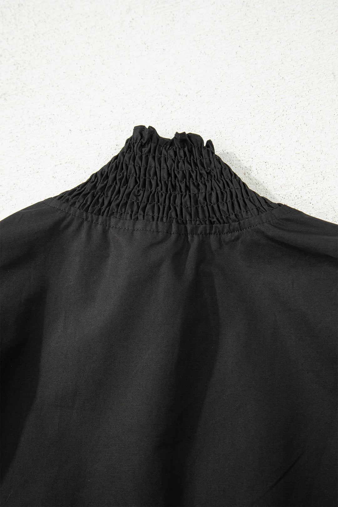 Black Puffy Flounce Sleeve Leopard Trim V Neck Blouse