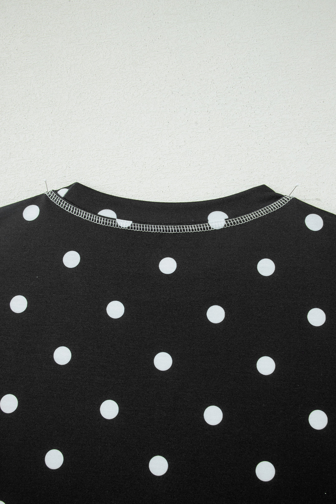 Black Exposed Seam Detail Polka Dot Loose Tee Drawstring Shorts Set