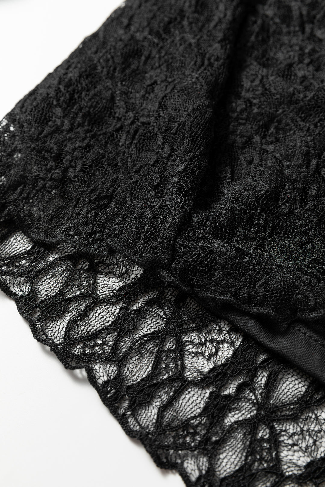 Black Sheer Lace Long Sleeve Slim Henley Top