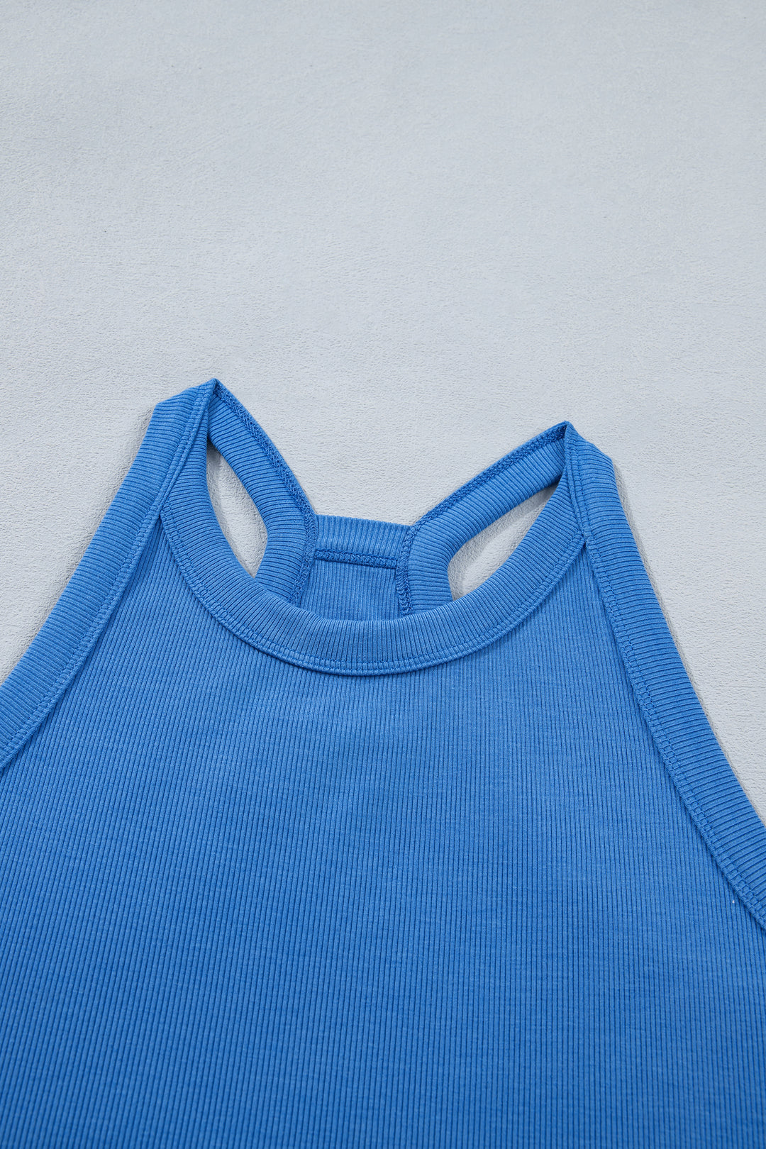Sky Blue Slim Tank Top Elastic Waist Mini Skort 2pcs Outfit