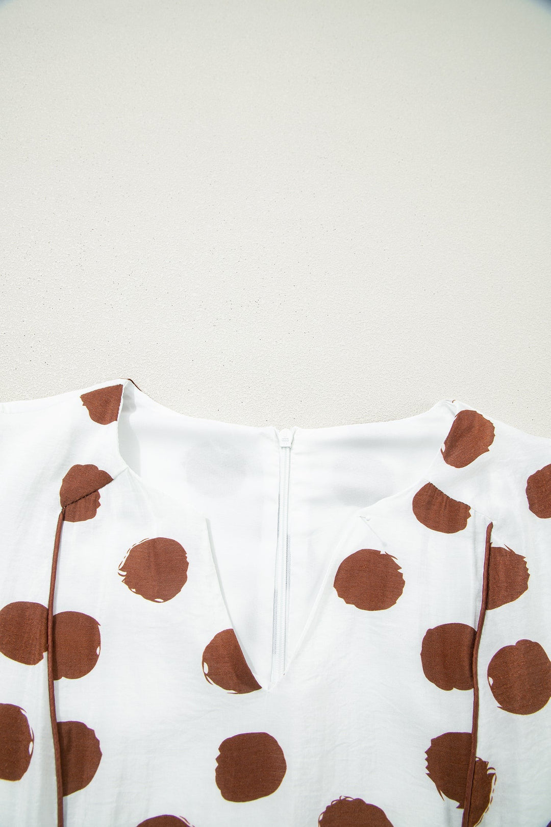 White Polka Dot Printed V Neck Short Sleeve Tie Waist Midi Dress