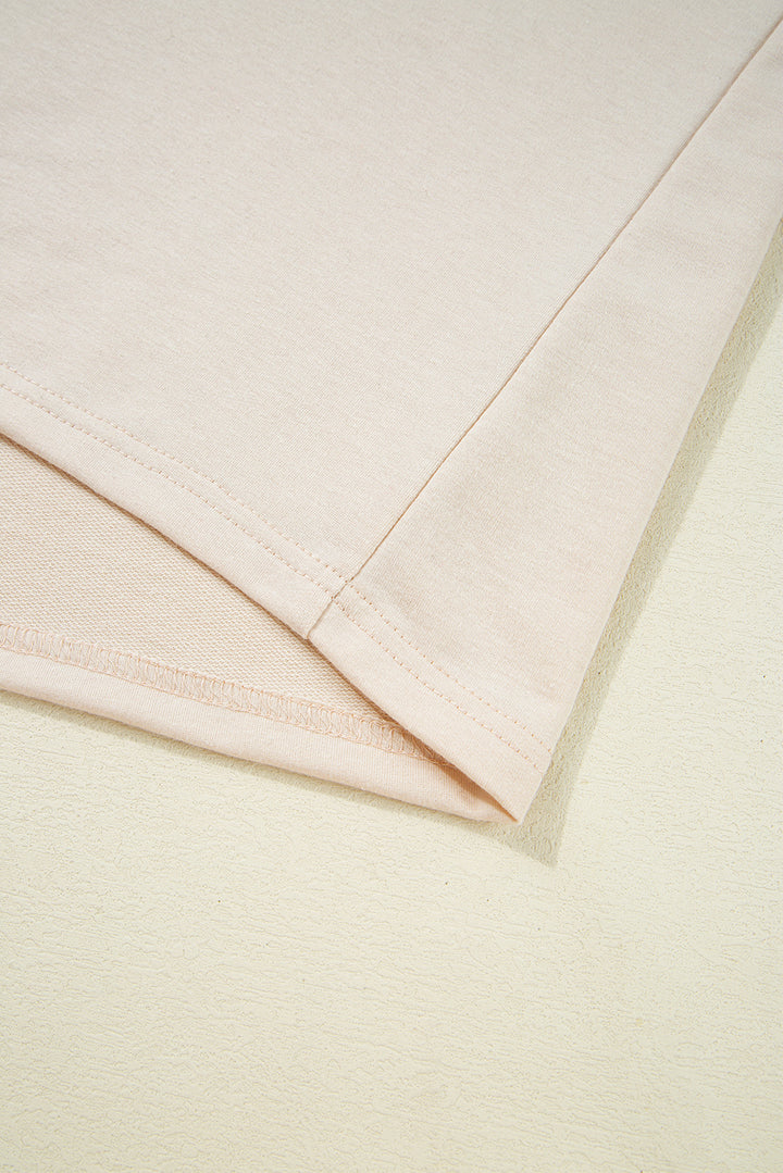 Beige Vibrant Striped Detail Athleisure 2pcs Short Set