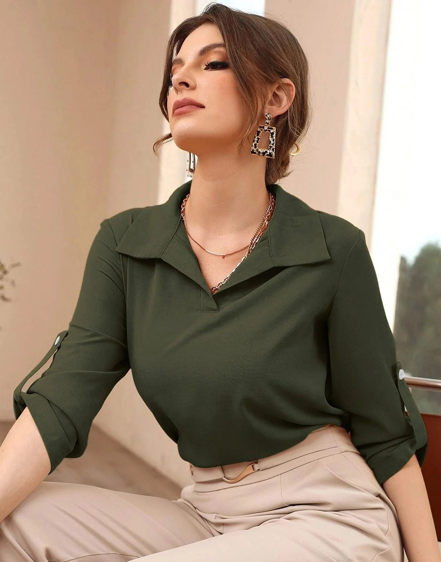 Dark Green Plain Top | Women