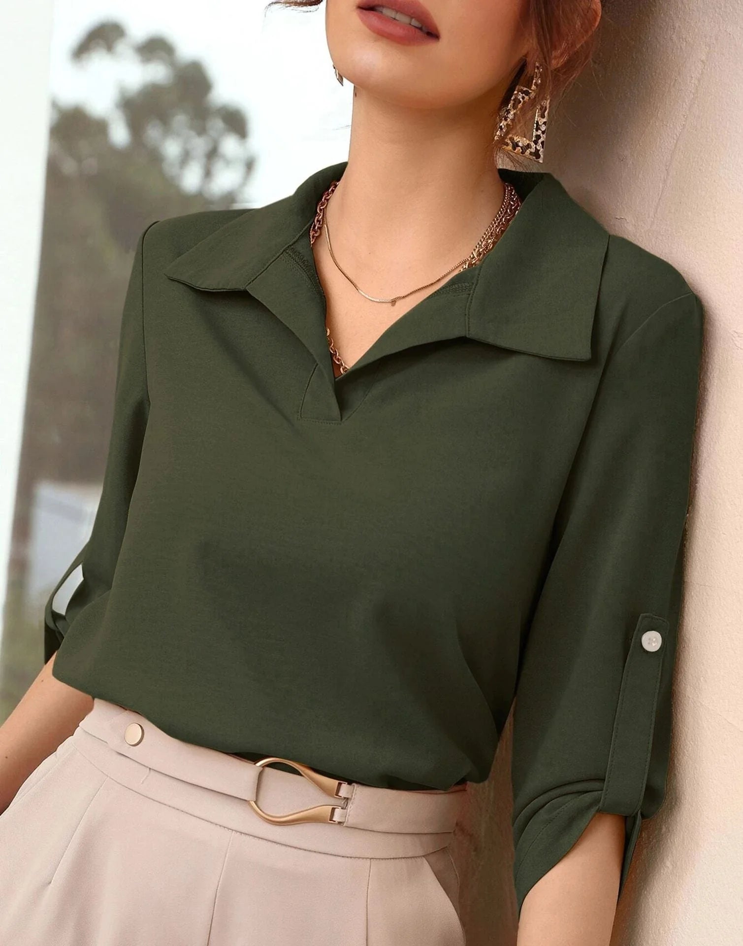 Dark Green Plain Top | Women