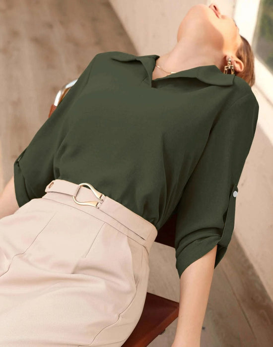 Dark Green Plain Top | Women