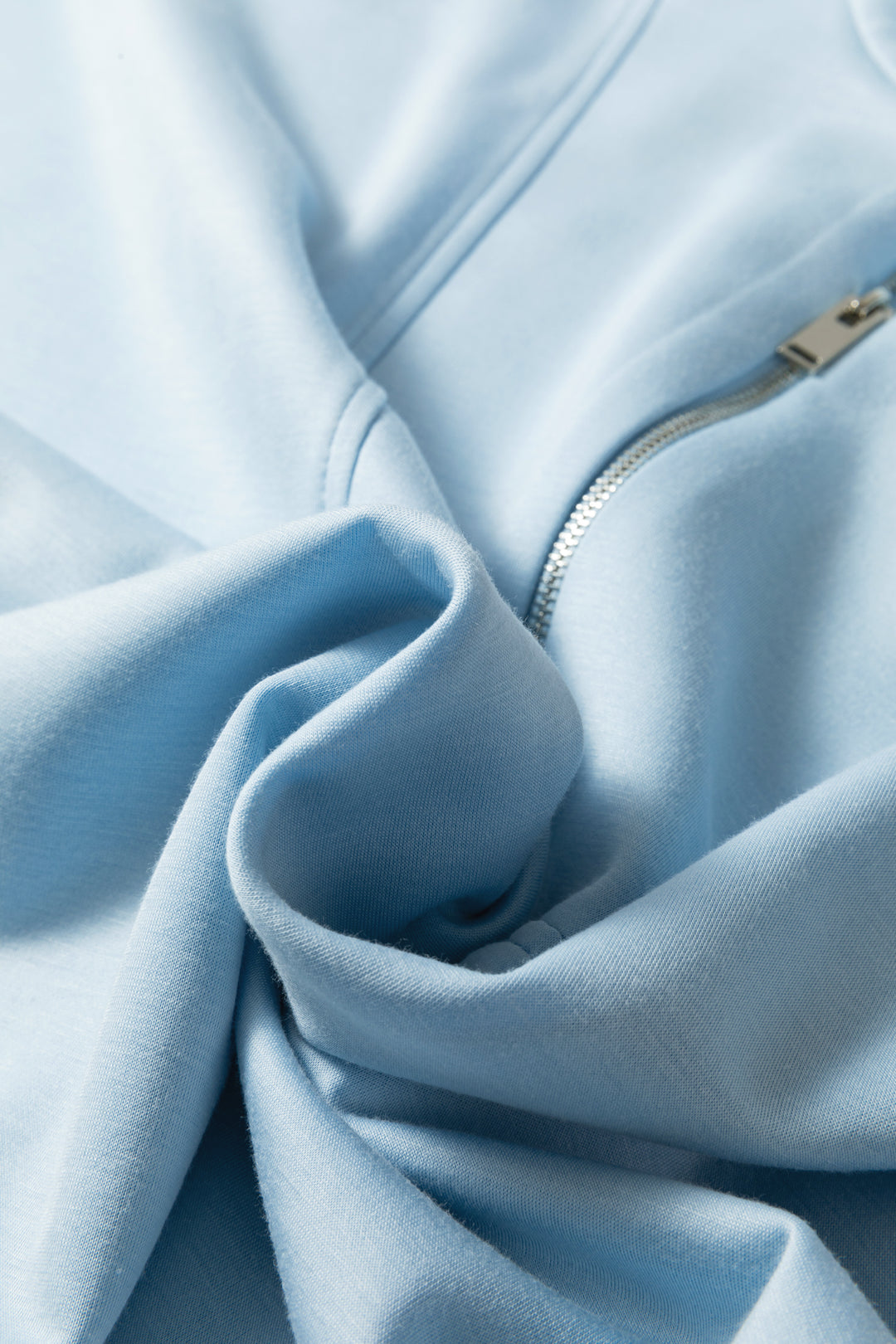 Beau Blue Solid Color Half Zip Loose Short Sleeve Sweatshirt 2pcs Set