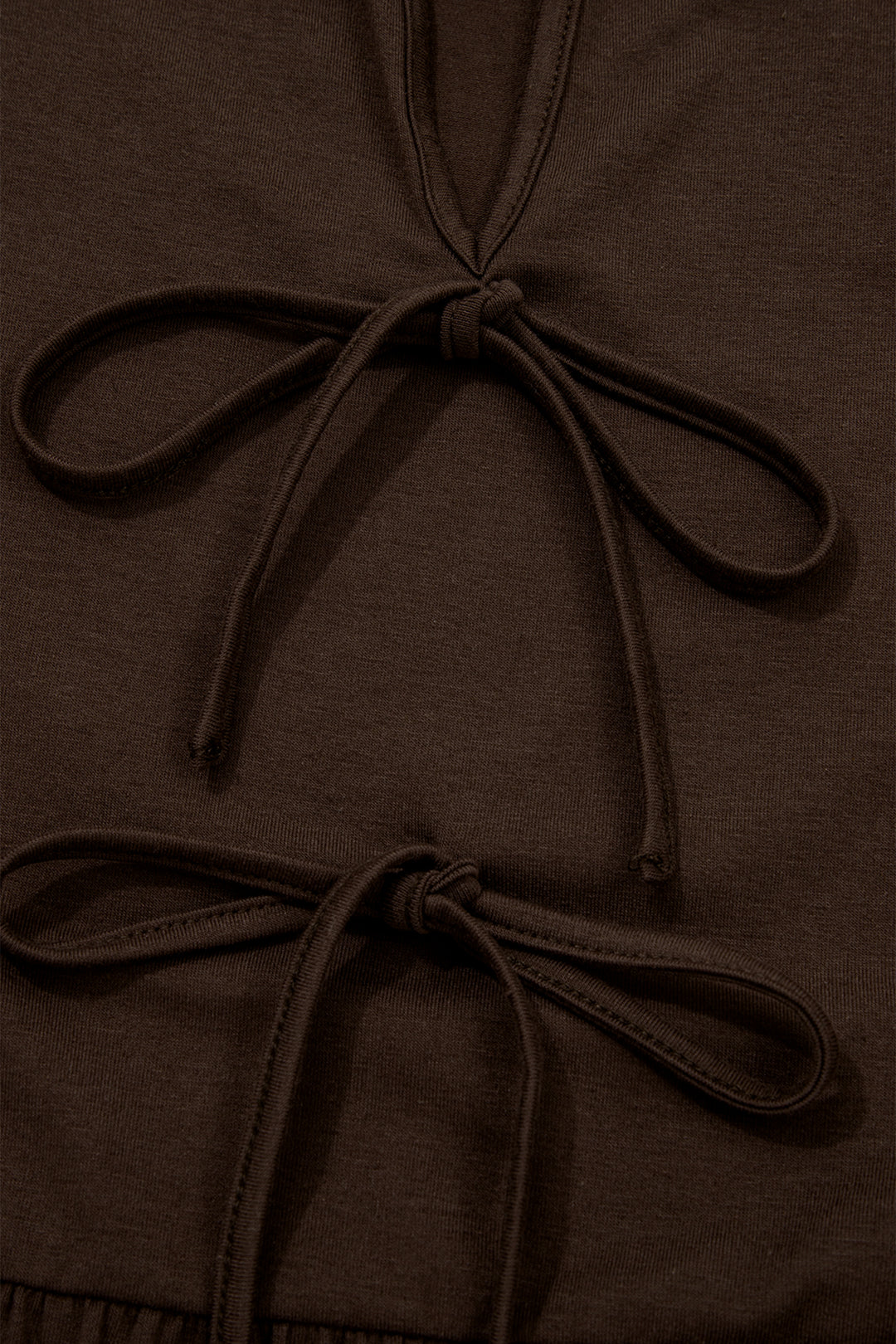 Coffee Plus Size Solid Color Bow Tie Peplum Tank Top