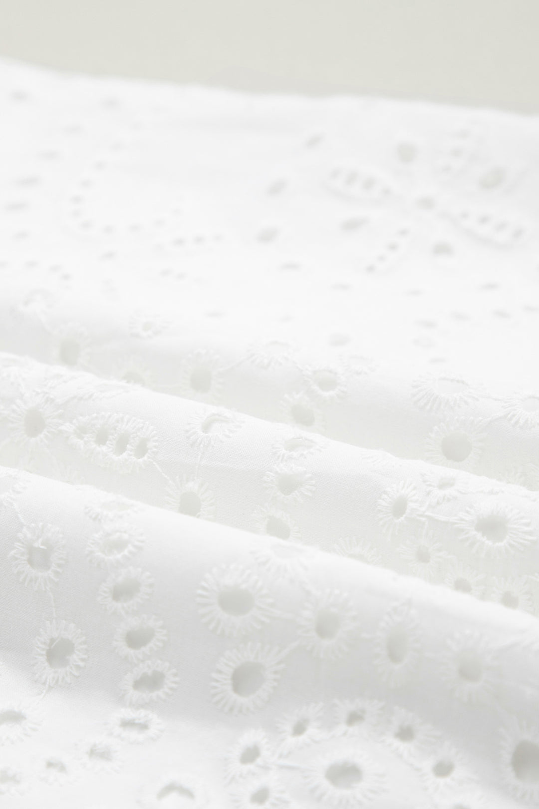 White Solid Color Eyelet Embroidered Cotton T Shirt Mini Dress