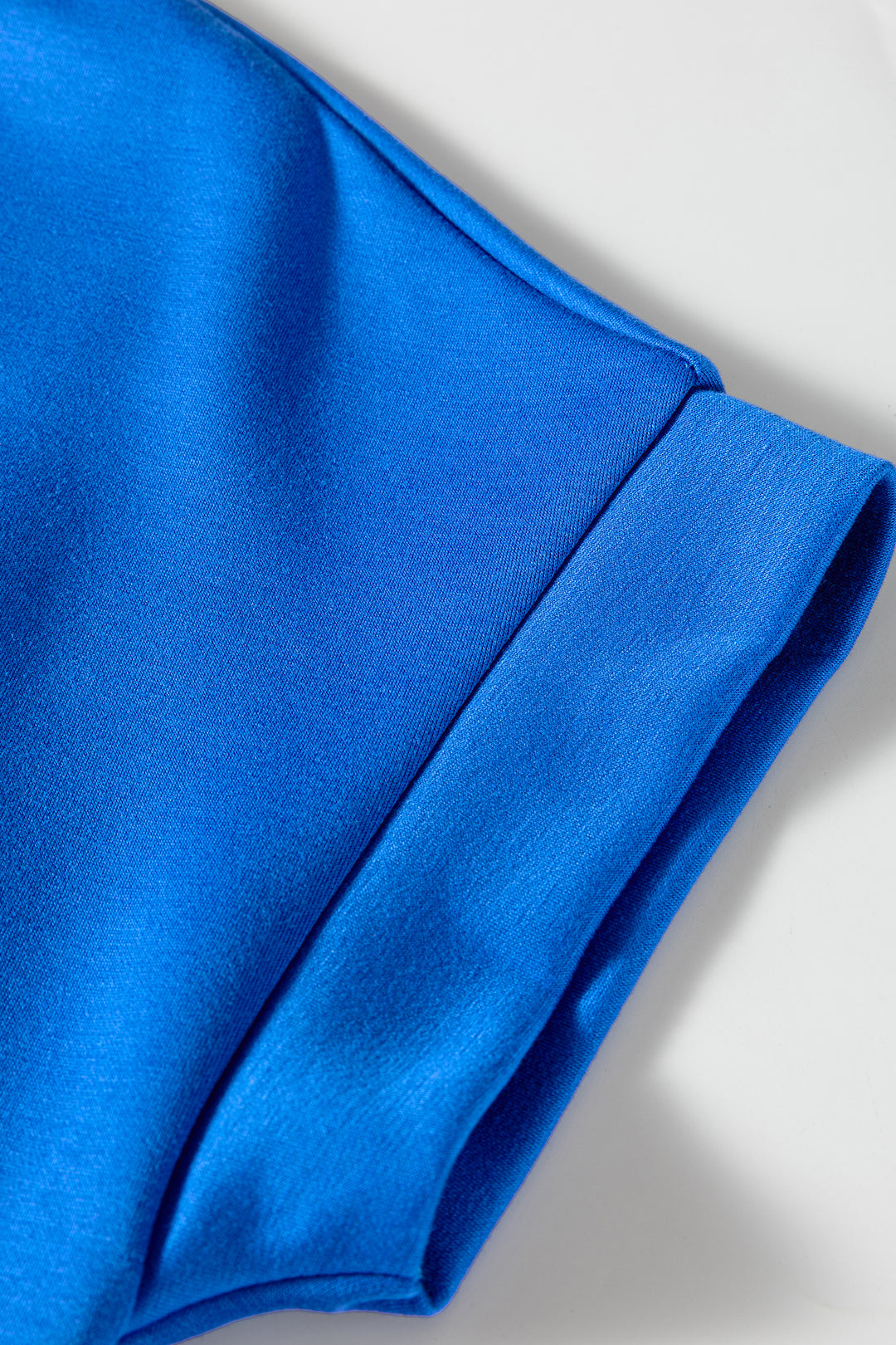 Sky Blue Contrast Frilled Trim Button Collared Short Sleeve Knit Top