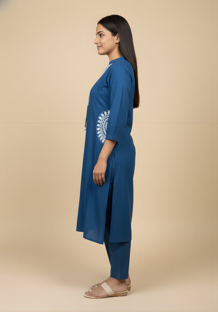 Embroidered Straight Kurta Set with Pants