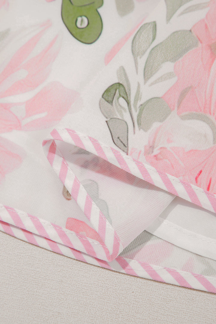 Orange Floral Contrast Edge Layered Short Sleeve Mini Dress