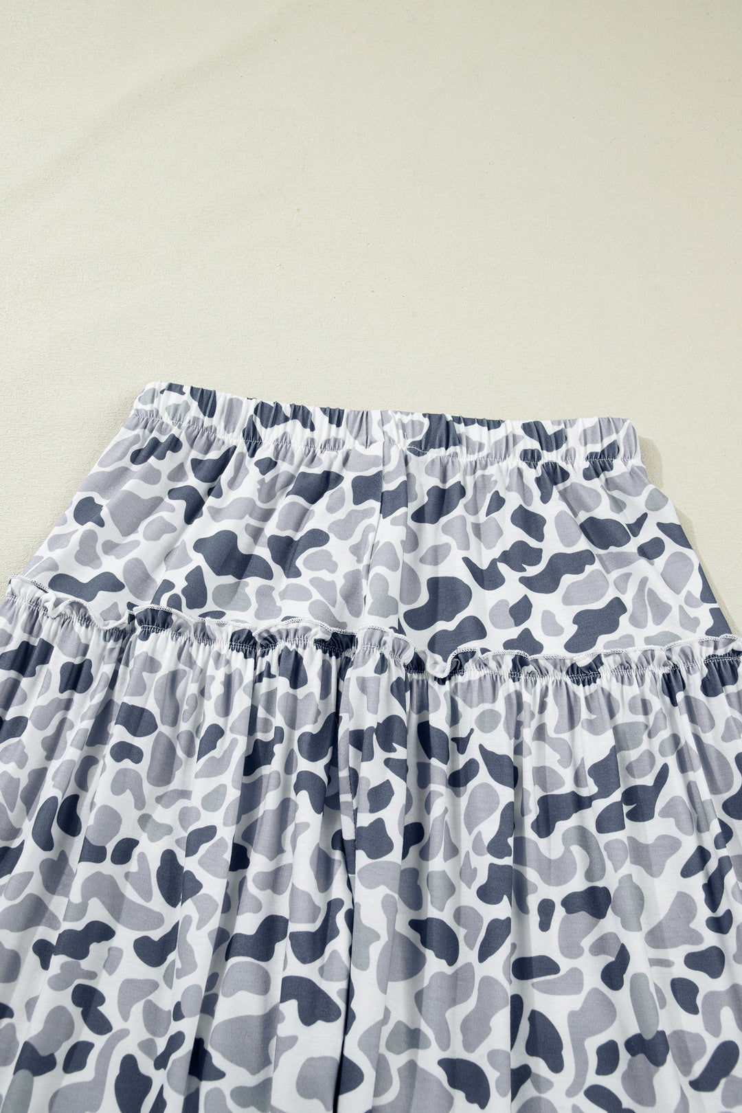 Beige Camo Print Wide Leg Casual Pants