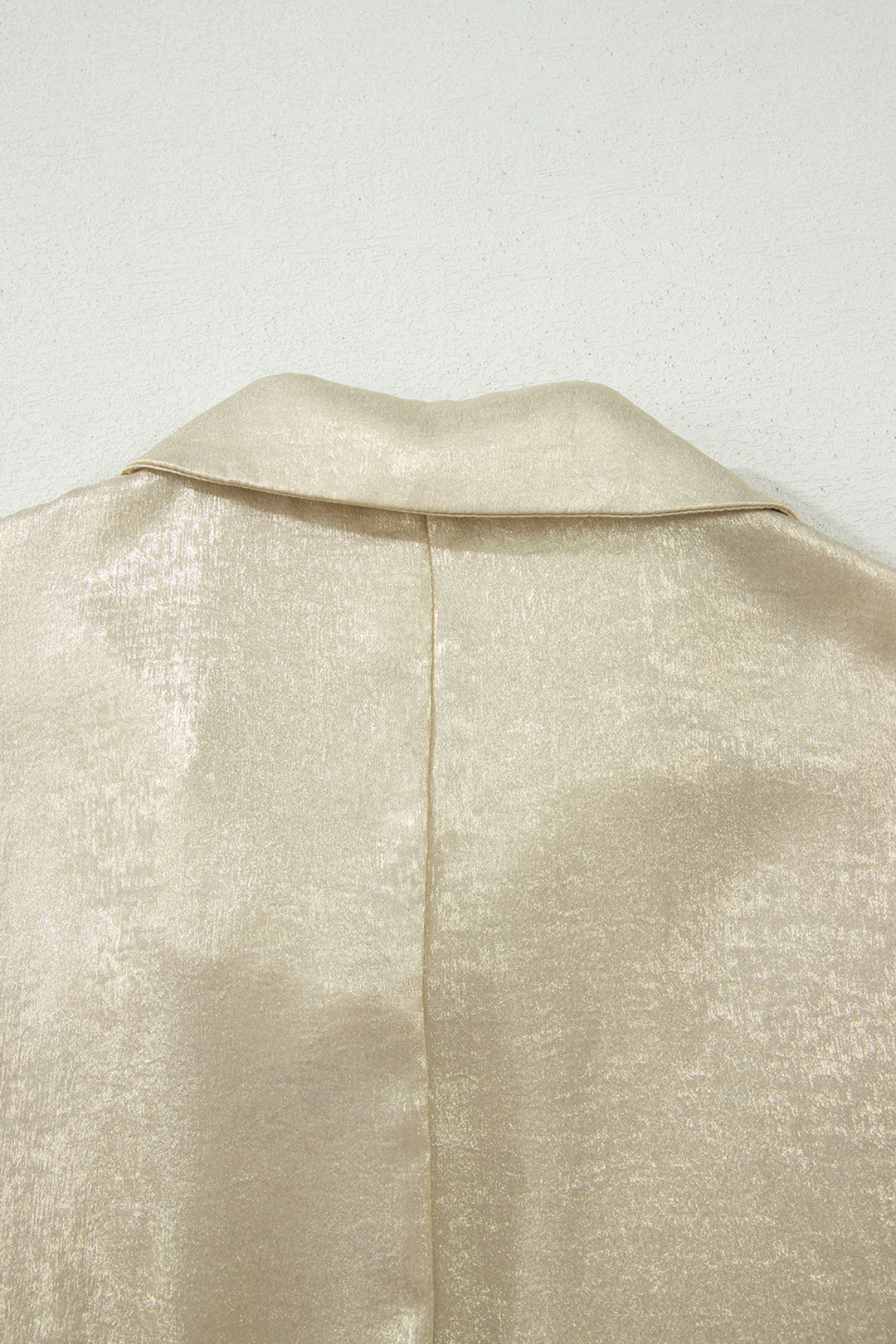 Casual Collared V Neck Half Sleeve Metallic Top