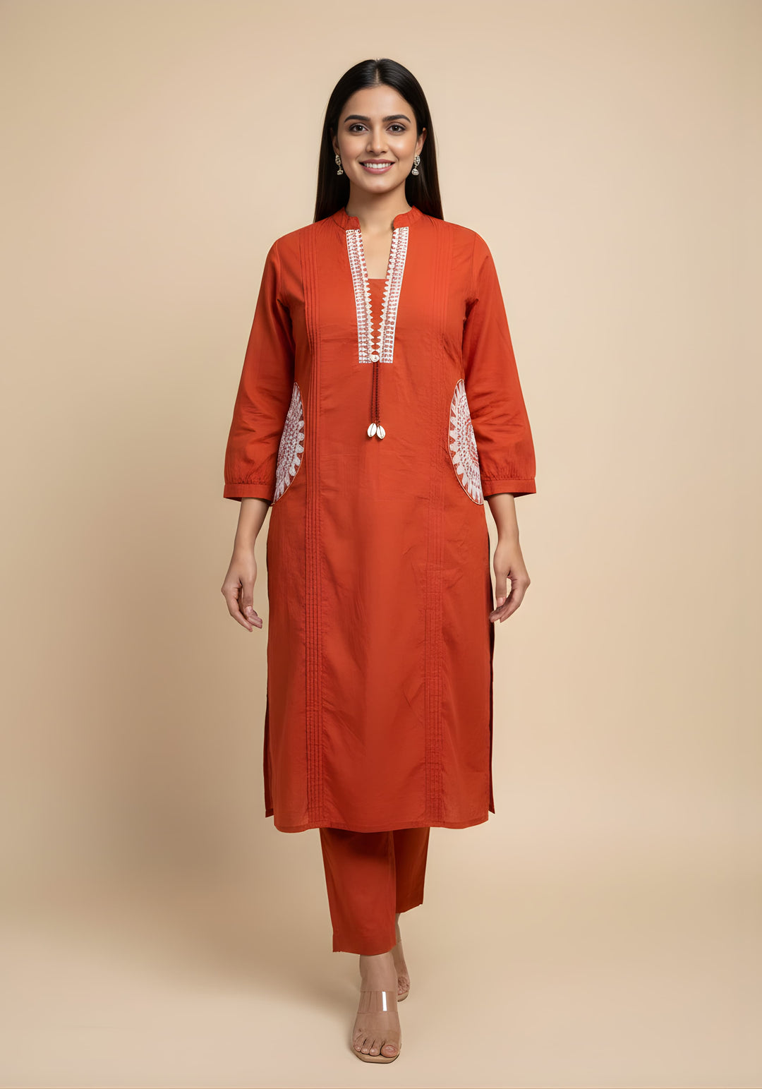 Embroidered Straight Kurta Set with Pants