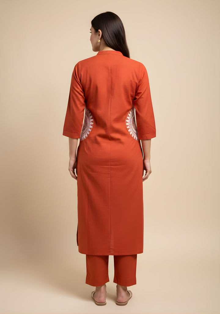 Embroidered Straight Kurta Set with Pants