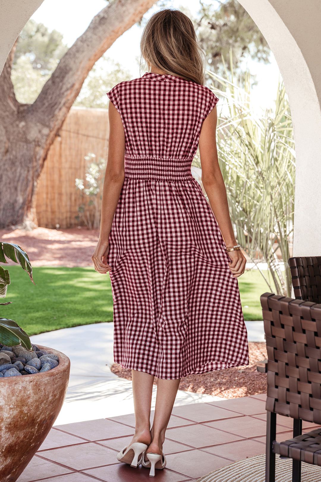 Red Plaid Print Full Zipper Cinched Waist Fit Flare Sleeveless Maxi Dr Errabelly Red Plaid Print Full Zipper Cinched Waist Fit Flare Sleeveless Maxi Dr Errabelly