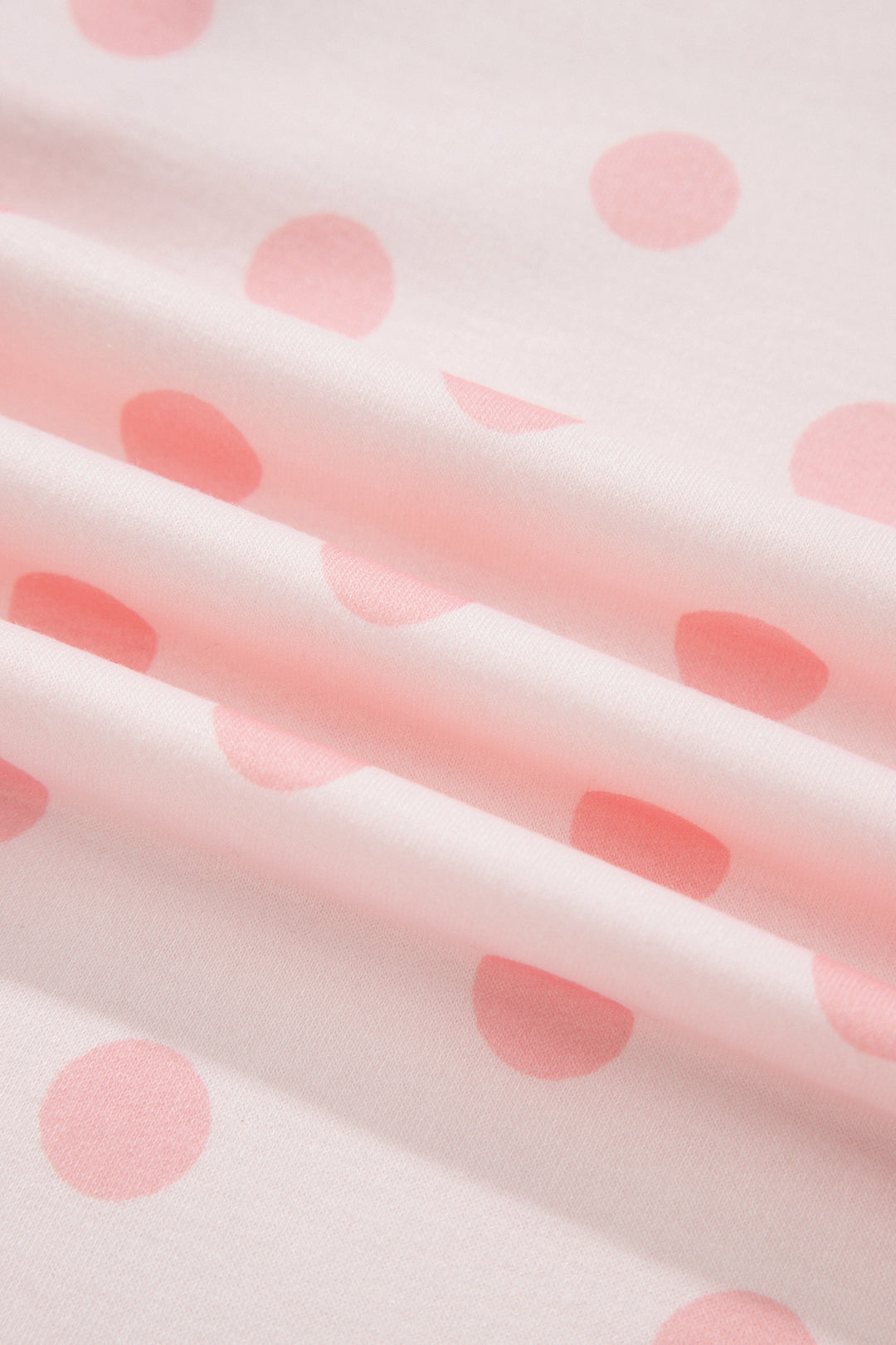 Pink Polka Dot Drop Shoulder Polo Loose Pullover Patch Pocket Casual Shorts Set