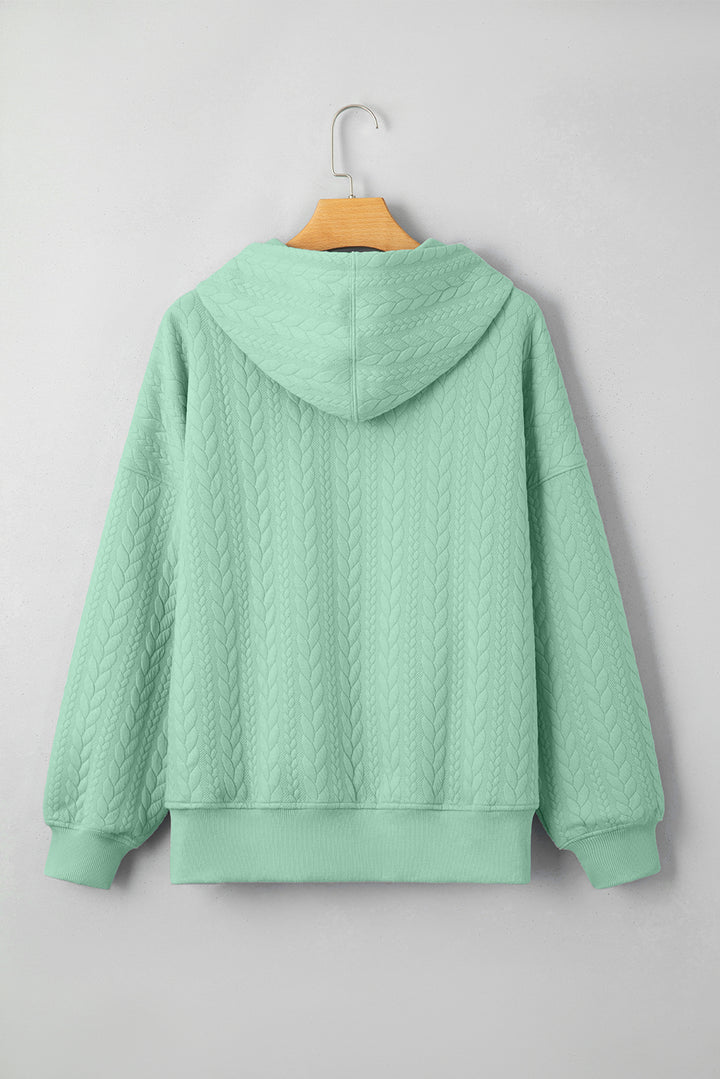 Moonlight Jade Cable Textured Baggy Solid Hoodie