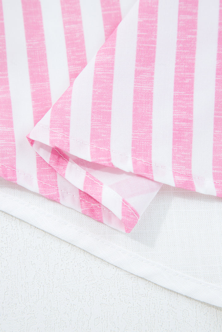 Pink Leopard Striped Western Casual Shirt