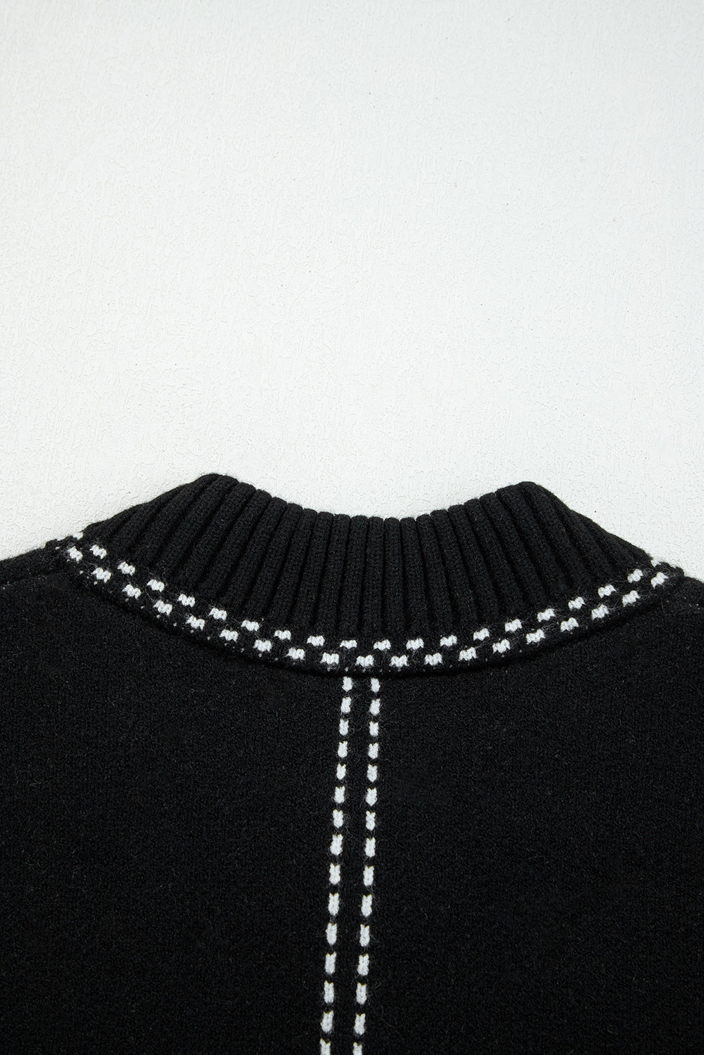 Black Contrast Trim Button up Sweater Cardigan