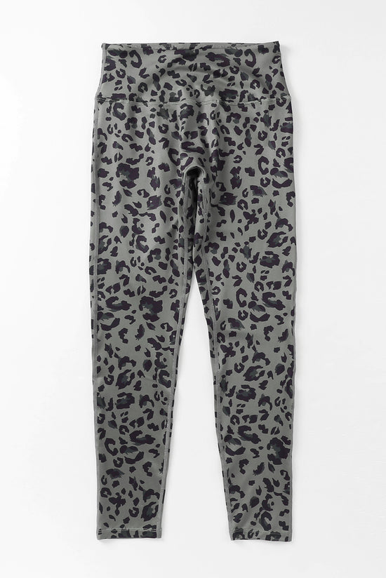 Gray Classic Leopard Print Active Leggings