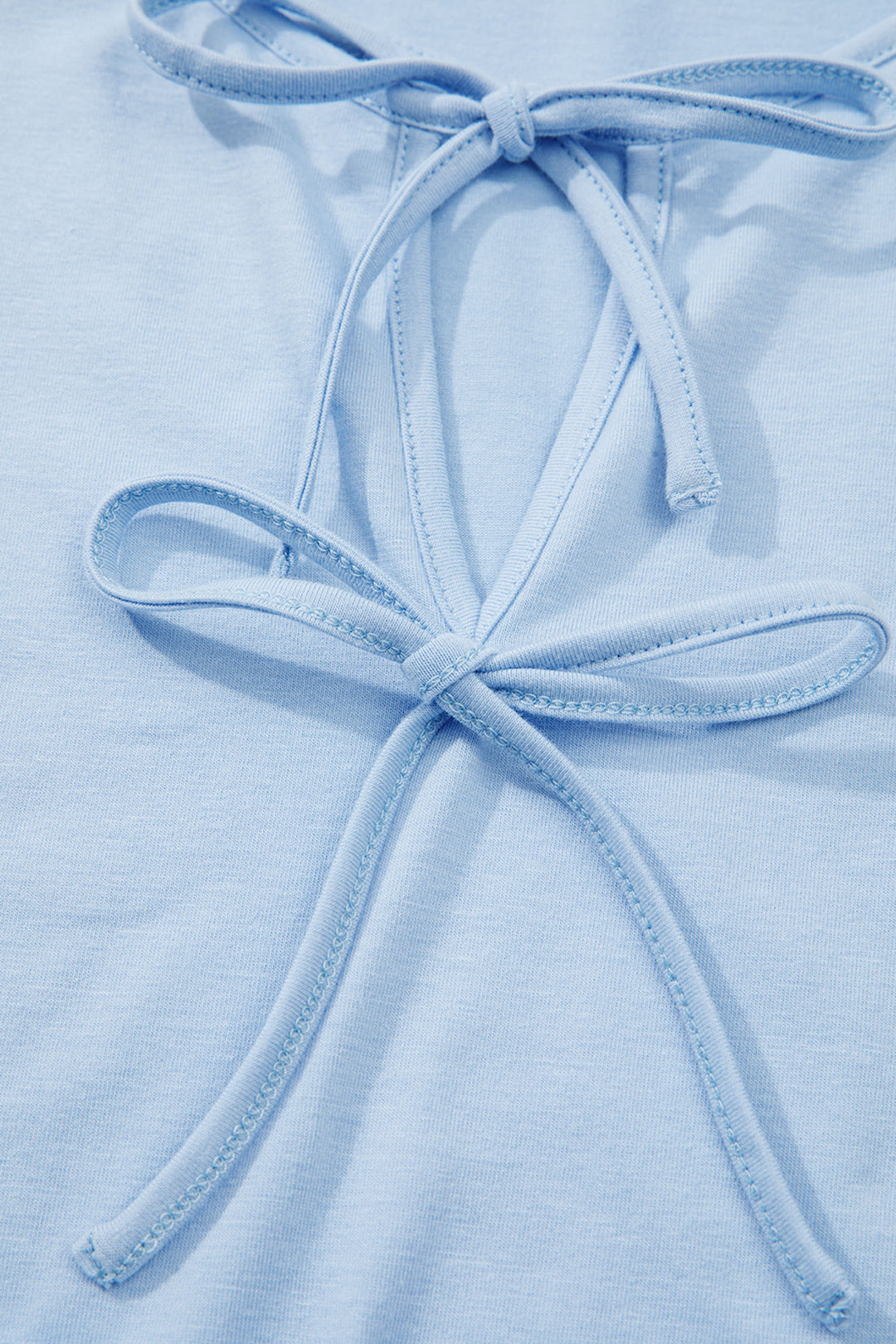 Beau Blue Plus Size Solid Color Bow Tie Peplum Tank Top